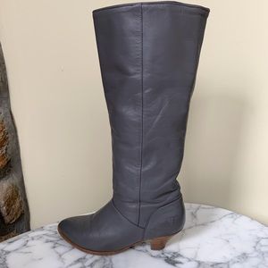 Vintage Frye Leather Dark Grey Heeled Boots